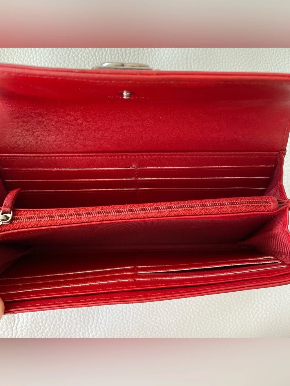 Chanel Red Boy Continental Waller in Quilted Lambskin Leather - GUC